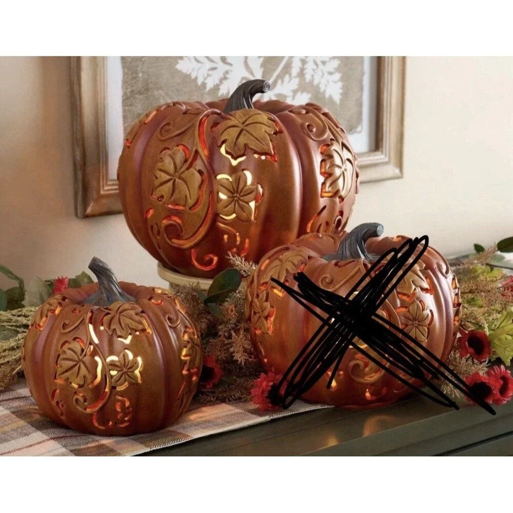 2-Piece Indoor/ Outdoor Flicker Flame Stacking Pumpkins by Valerie - Orange